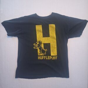 Harry Potter Hufflepuff Shirt Mens Large Black Yellow Badger Graphic Tee